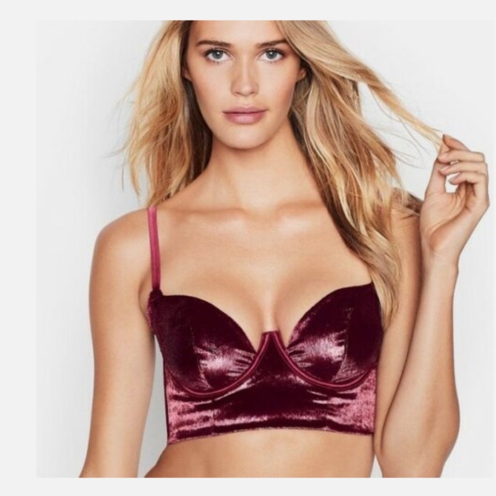 Victoria's Secret Holiday Maroon Very Sexy Velvet Balconette Underwire Bra  32B
